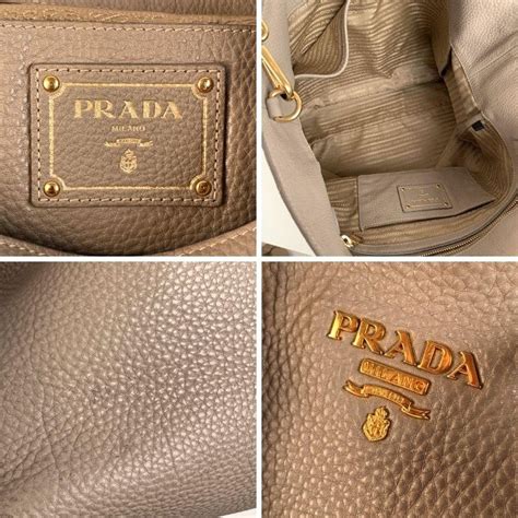 Prada Gray Vitello Daino Leather 2 Way Tote Shoulder Bag 